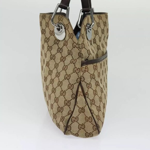 GUCCI GG Canvas Shoulder Bag Beige Silver 121023 Auth - Picture 11 of 16